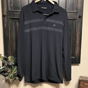 Travis Mathew Black Polo with Stripe Accents